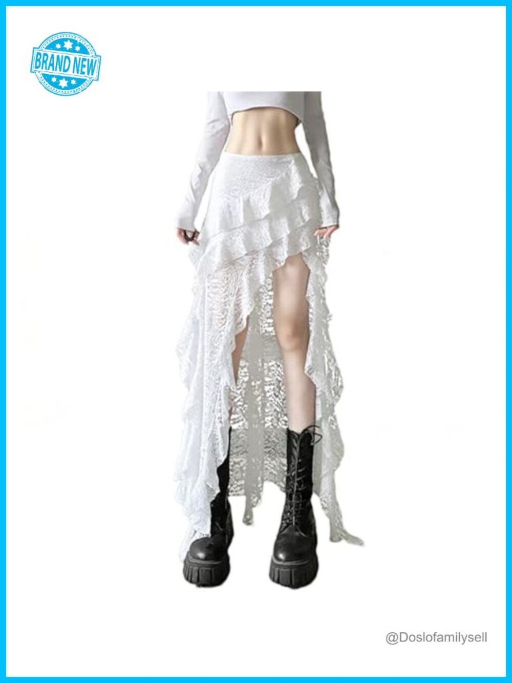Y2k Lace Layered Maxi Skirt A Line Low Rise Ruffle Flowy Going Out